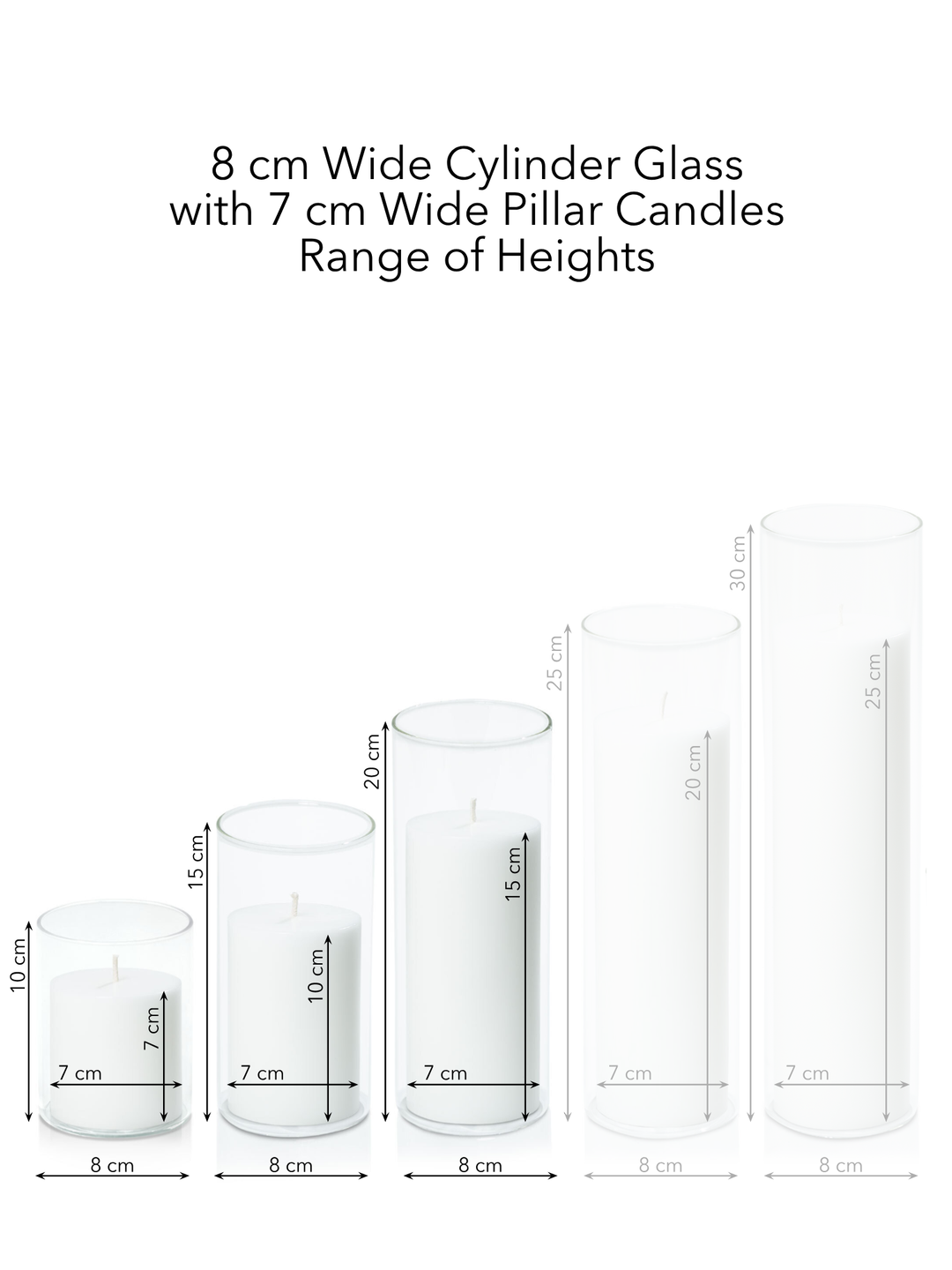 Capri 7cm Pillar in 8cm Glass, Sm - Set of 6