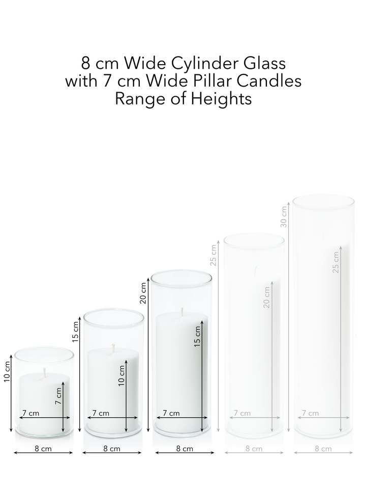 Capri 7cm Pillar in 8cm Glass, Sm - Set of 6