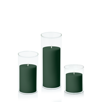 Forest 7cm Pillar in 8cm Glass Set - Sm Pack of 1