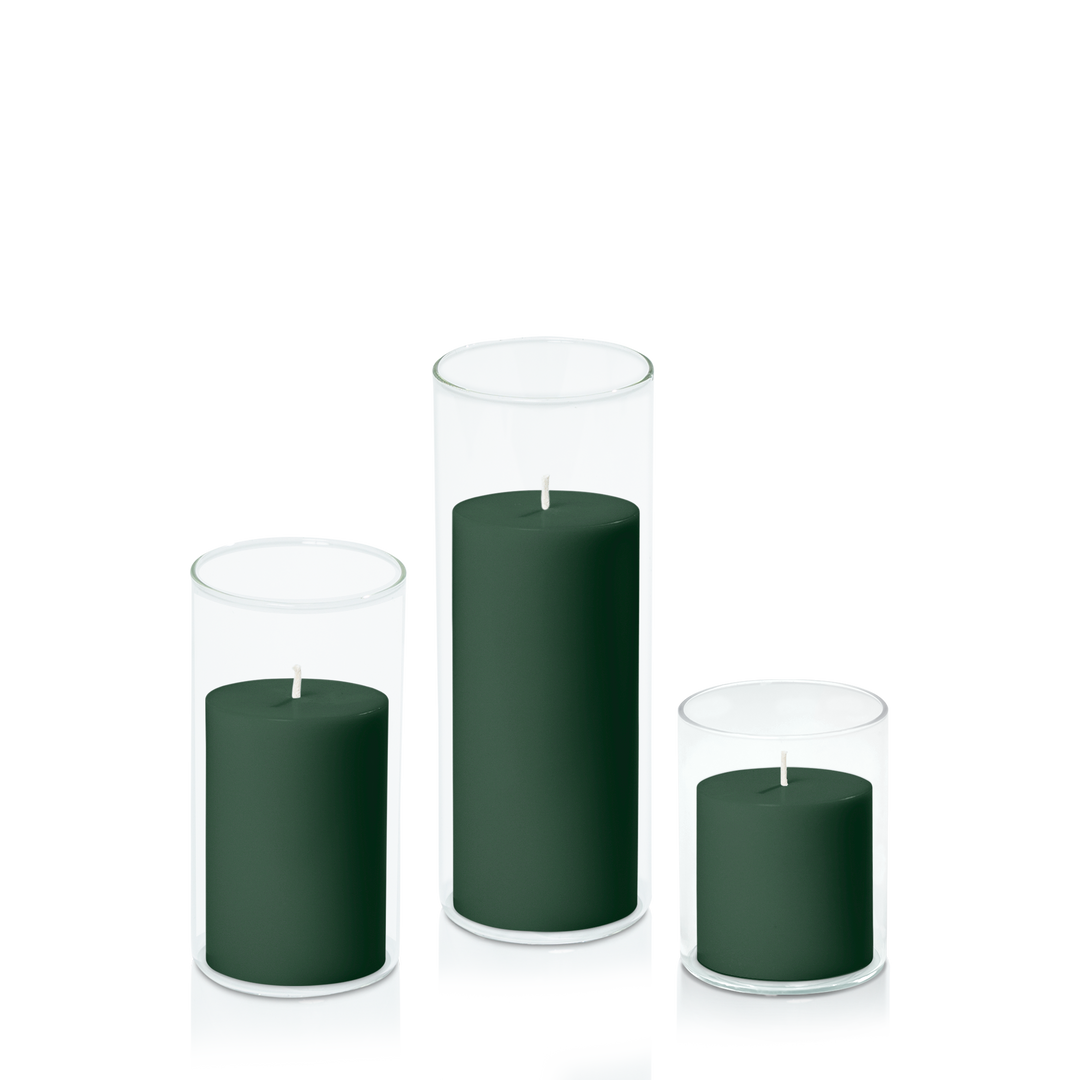 Forest 7cm Pillar in 8cm Glass, Sm - Set of 6