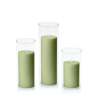 Matcha 7cm Pillar in 8cm Glass Set - Med