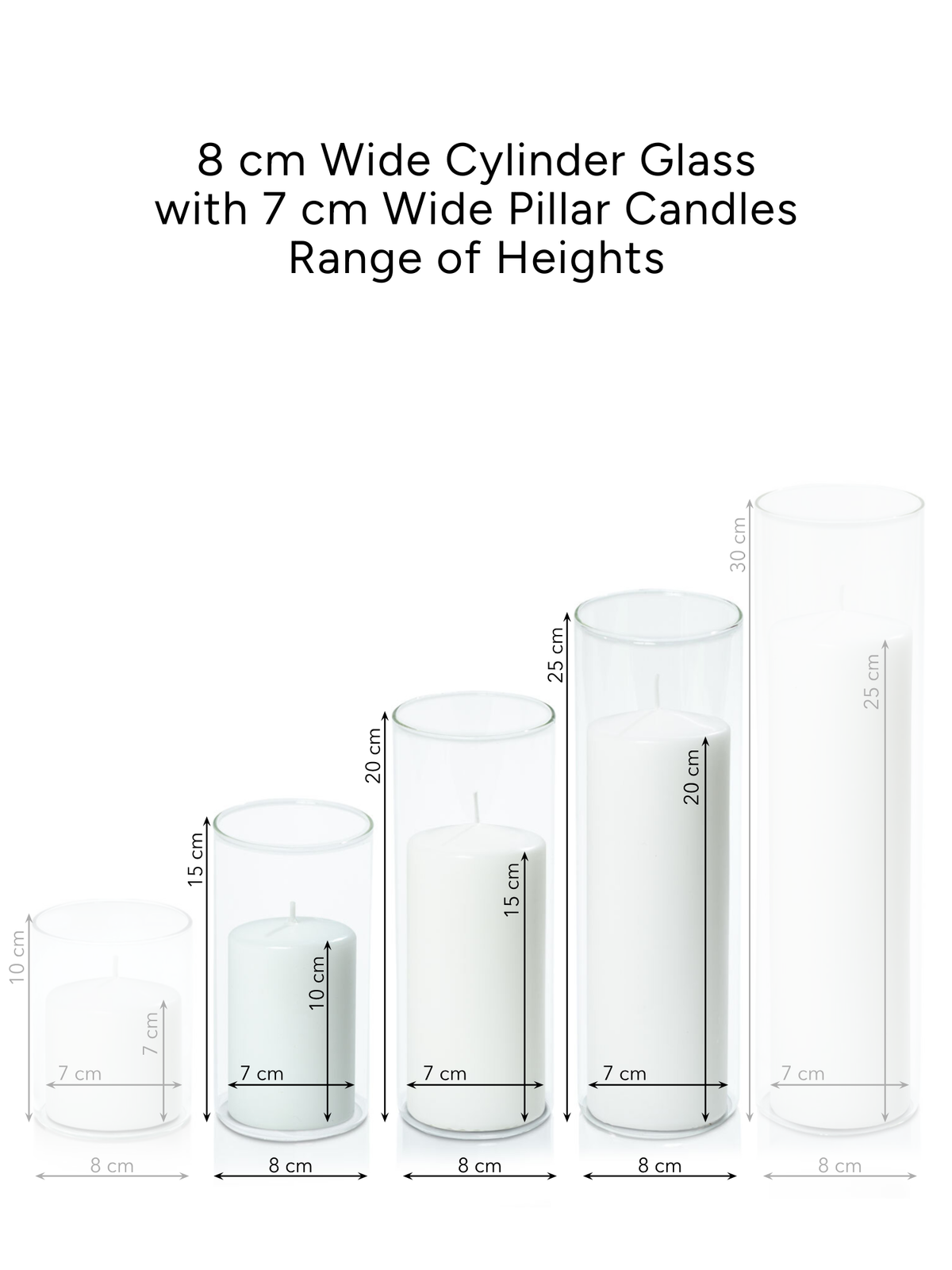 Matcha 7cm Pillar in 8cm Glass, Med - Set of 6