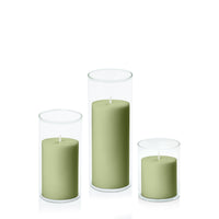 Matcha 7cm Pillar in 8cm Glass Set - Sm