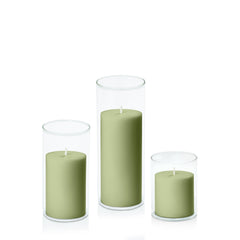 Matcha 7cm Pillar in 8cm Glass, Sm - Set of 6