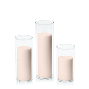 Nude 7cm Pillar in 8cm Glass, Med - Set of 6