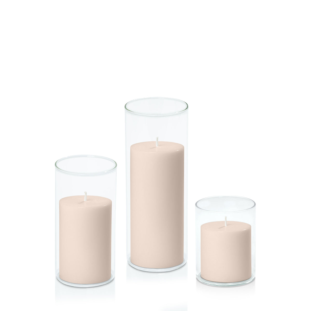 Nude 7cm Pillar in 8cm Glass Set - Sm Pack of 1