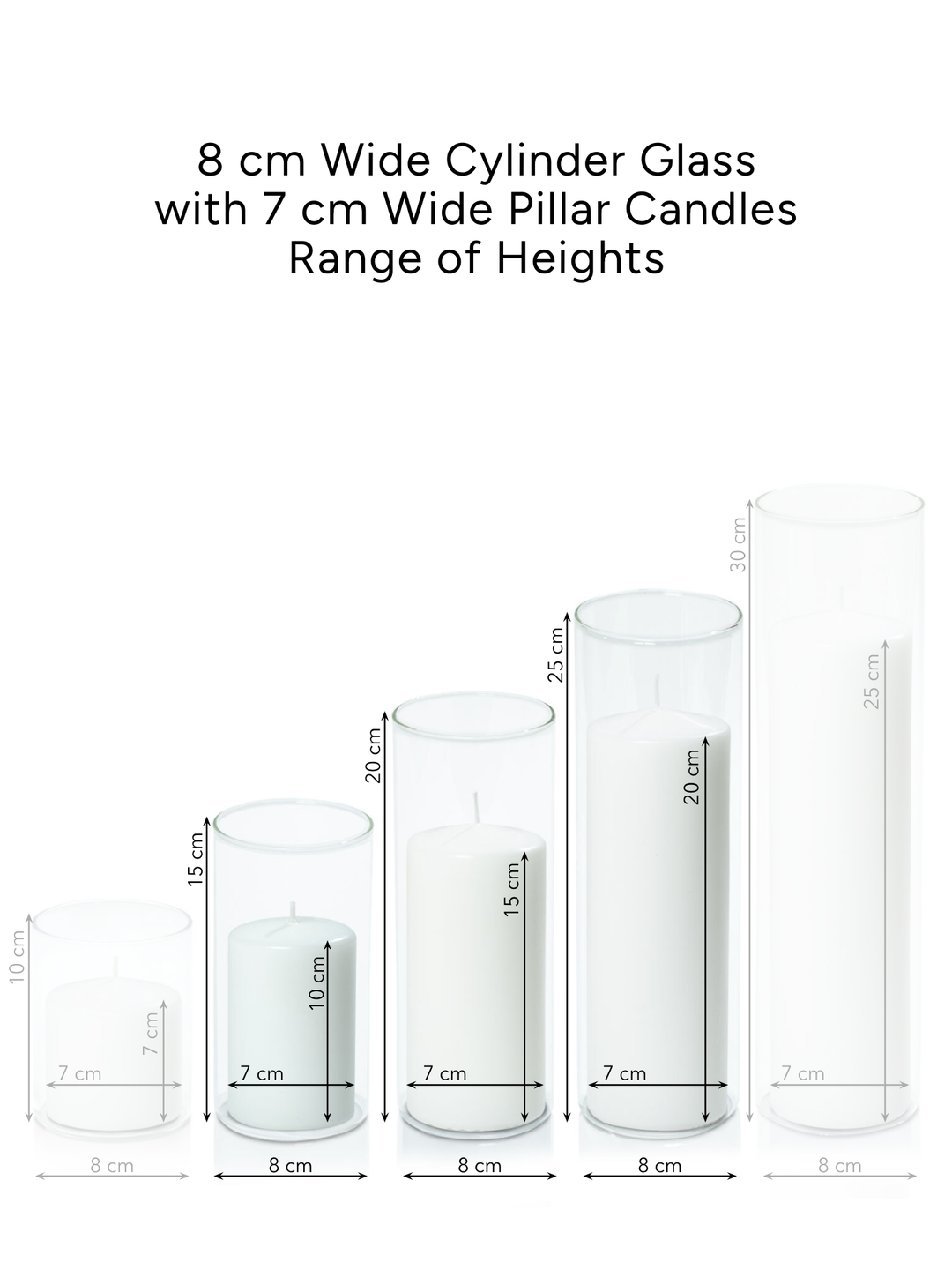 Scarlet 7cm Pillar in 8cm Glass, Med - Set of 6