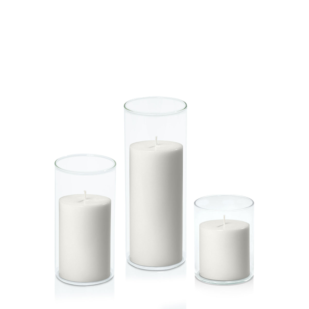Stone 7cm Pillar in 8cm Glass Set - Sm Pack of 1