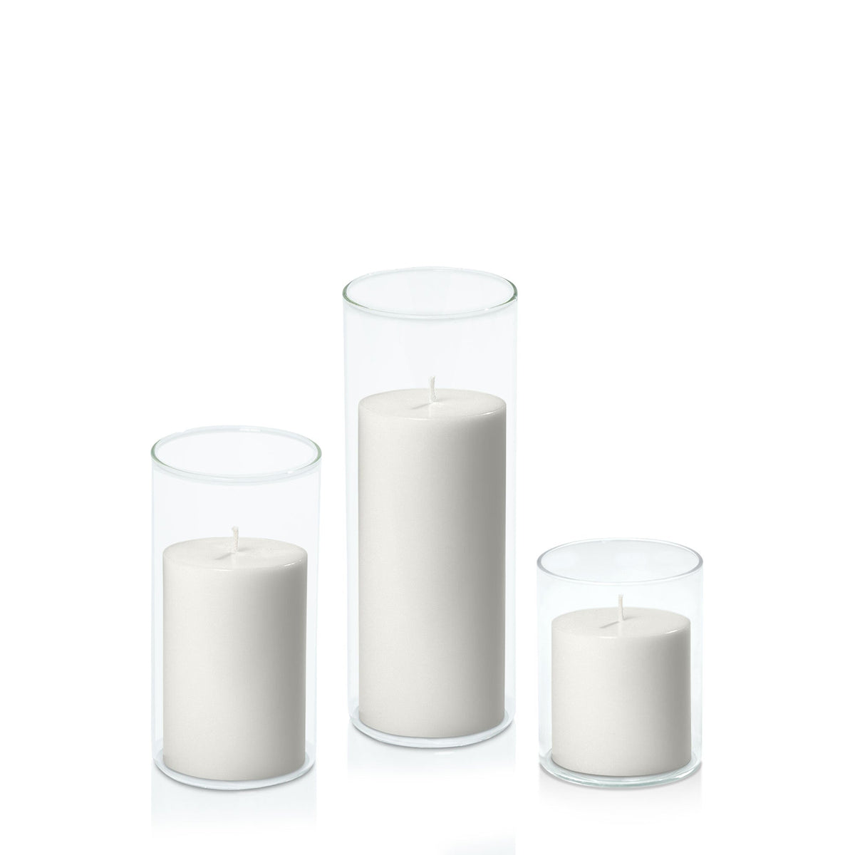 Stone 7cm Pillar in 8cm Glass, Sm - Set of 6