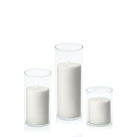 Stone 7cm Pillar in 8cm Glass Set - Sm