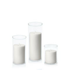 Stone 7cm Pillar in 8cm Glass Set - Sm Pack of 1