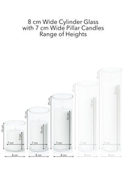 White 7cm Pillar in 8cm Glass Set - Sm Pack of 1