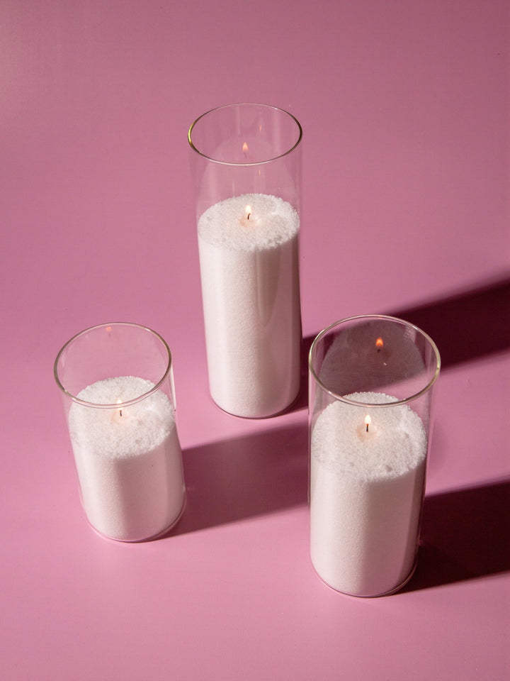 White Pearl Candle Wax in 8cm Glass, Med - Set of 6
