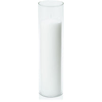 White 7cm x 25cm Event Pillar in 8cm x 30cm Glass