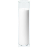 White 7cm x 25cm Pillar in 8cm x 30cm Glass