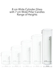 White 7cm x 25cm Pillar in 8cm x 30cm Glass Pack of 1