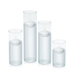White 6cm Event Floating Candle in 8cm Glass, Med - Set of 6