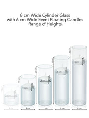 White 6cm Event Floating Candle in 8cm Glass Set - Med Pack of 1