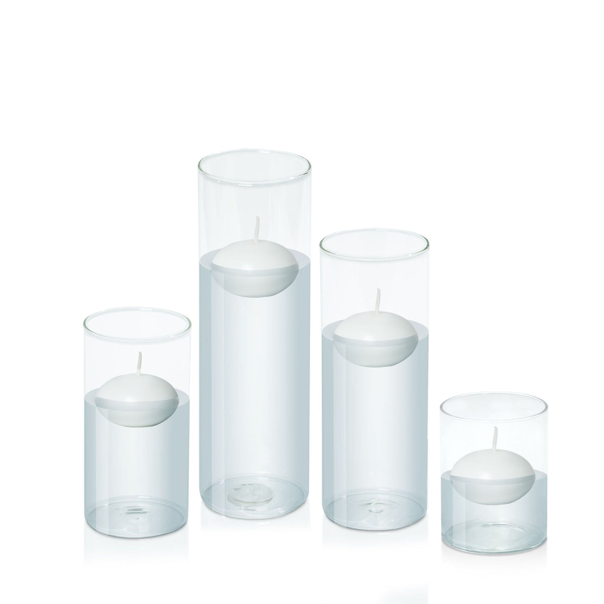 White 6cm Event Floating Candle in 8cm Glass, Sm - Set of 6