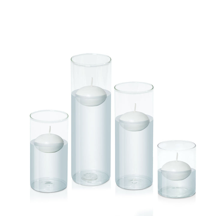 White 6cm Event Floating Candle in 8cm Glass, Sm - Set of 6