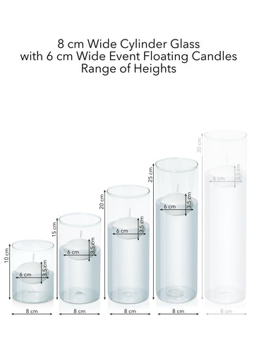 White 6cm Event Floating Candle in 8cm Glass Set - Sm Pack of 1