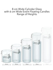 White 6cm Event Floating Candle in 8cm Glass, Sm - Set of 6