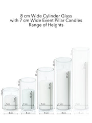 White 7cm Event Pillar in 8cm Glass Set - Sm Pack of 1