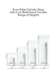 White 7cm Event Pillar in 8cm Glass, Sm - Set of 6