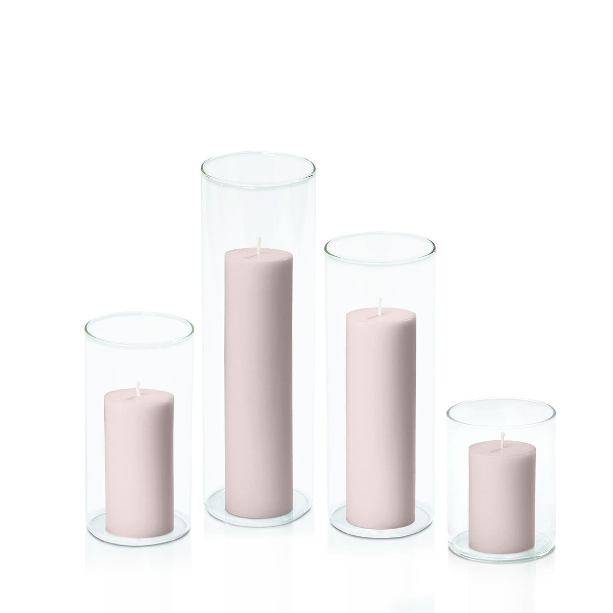 Antique Pink 5cm Pillar in 8cm Glass, Sm - Set of 6