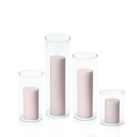Antique Pink 5cm Pillar in 8cm Glass Set - Sm