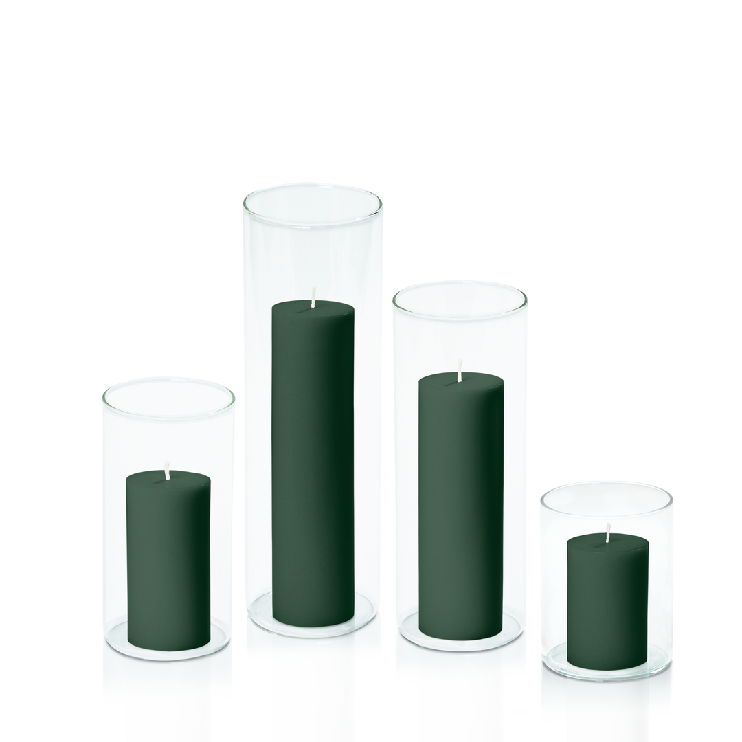 Forest 5cm Pillar in 8cm Glass, Sm - Set of 6