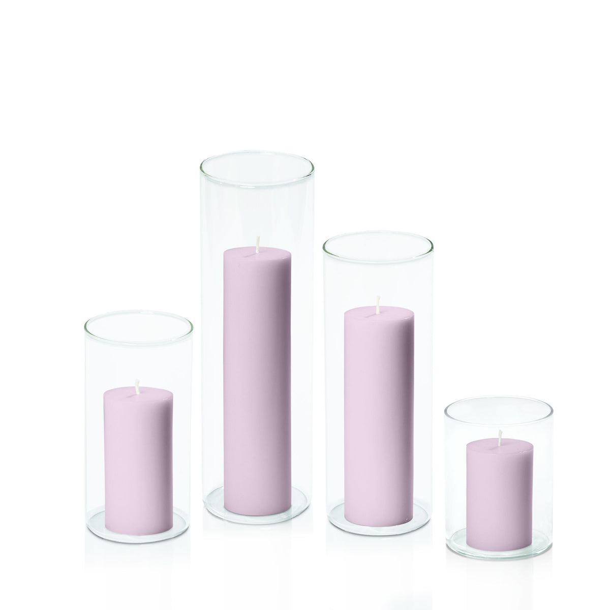 Lilac 5cm Pillar in 8cm Glass Set - Sm Pack of 1