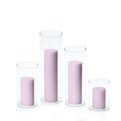 Lilac 5cm Pillar in 8cm Glass Set - Sm Pack of 1