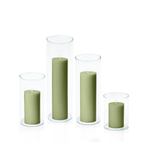 Matcha 5cm Pillar in 8cm Glass Set - Sm