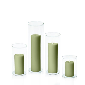 Matcha 5cm Pillar in 8cm Glass, Sm - Set of 6