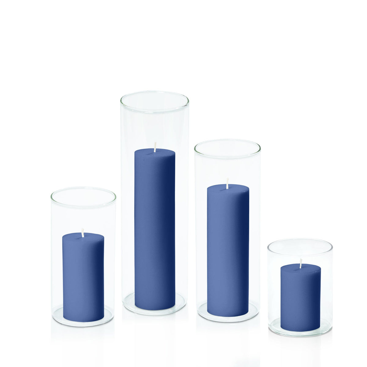 Navy 5cm Pillar in 8cm Glass, Sm - Set of 6