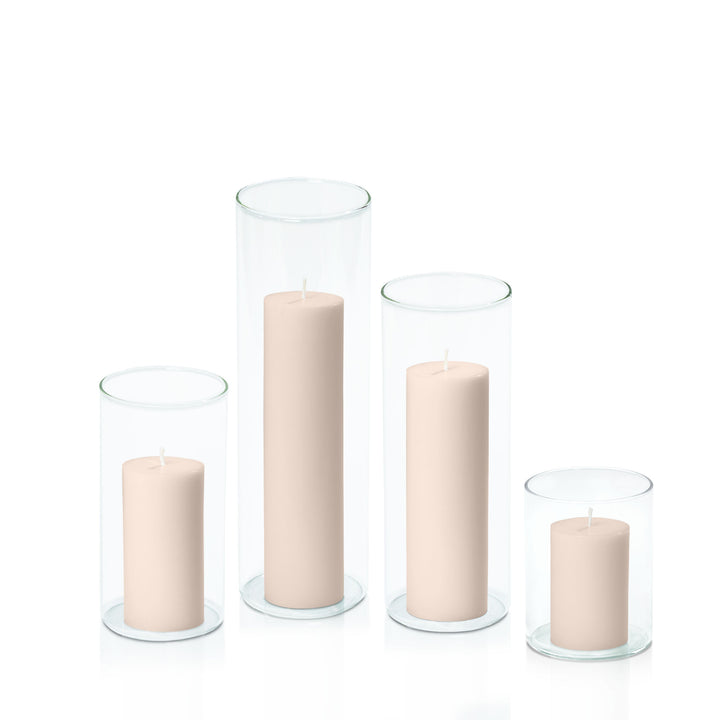 Nude 5cm Pillar in 8cm Glass Set - Sm Pack of 1