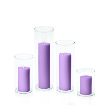 Purple 5cm Pillar in 8cm Glass Set - Sm Pack of 1
