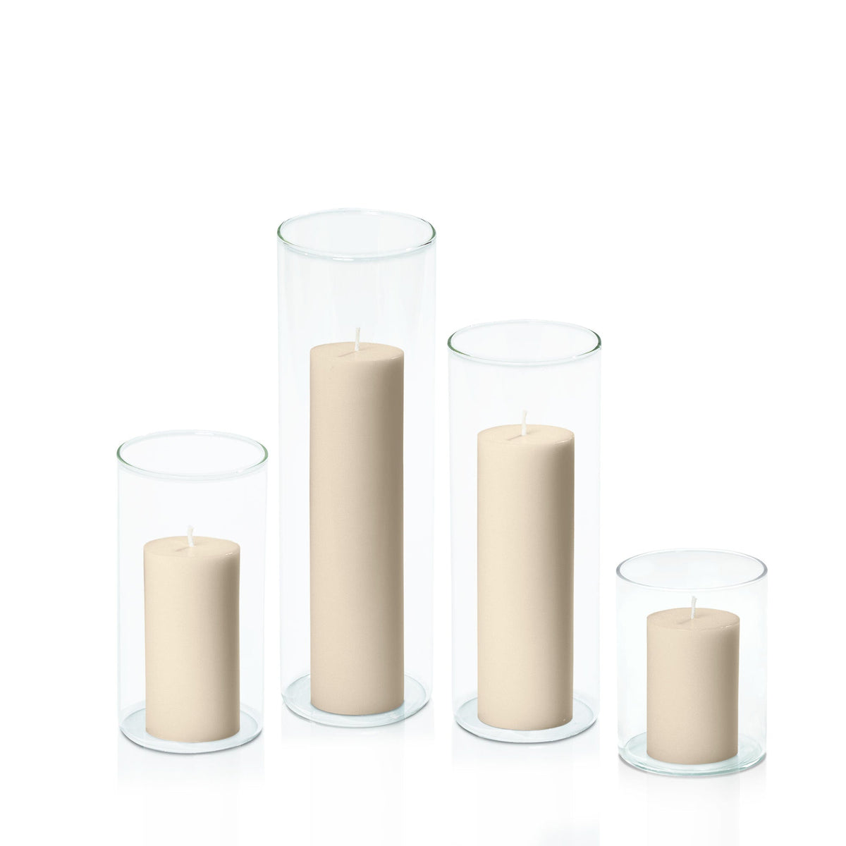 Sandstone 5cm Pillar in 8cm Glass, Sm - Set of 6