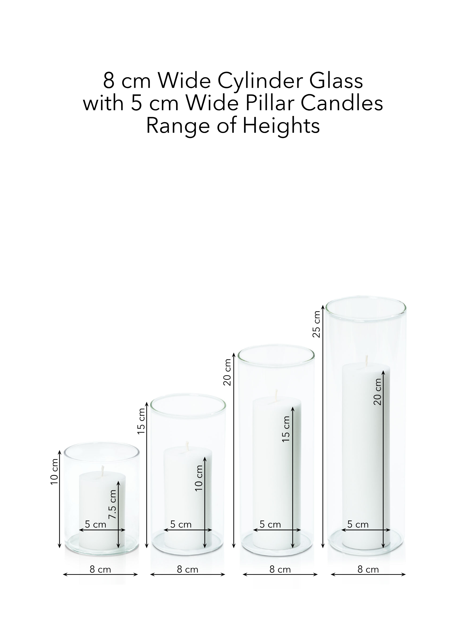 Scarlet 5cm Pillar in 8cm Glass, Sm - Set of 6