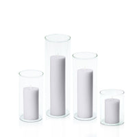 Silver Grey 5cm Pillar in 8cm Glass, Sm - Set of 6