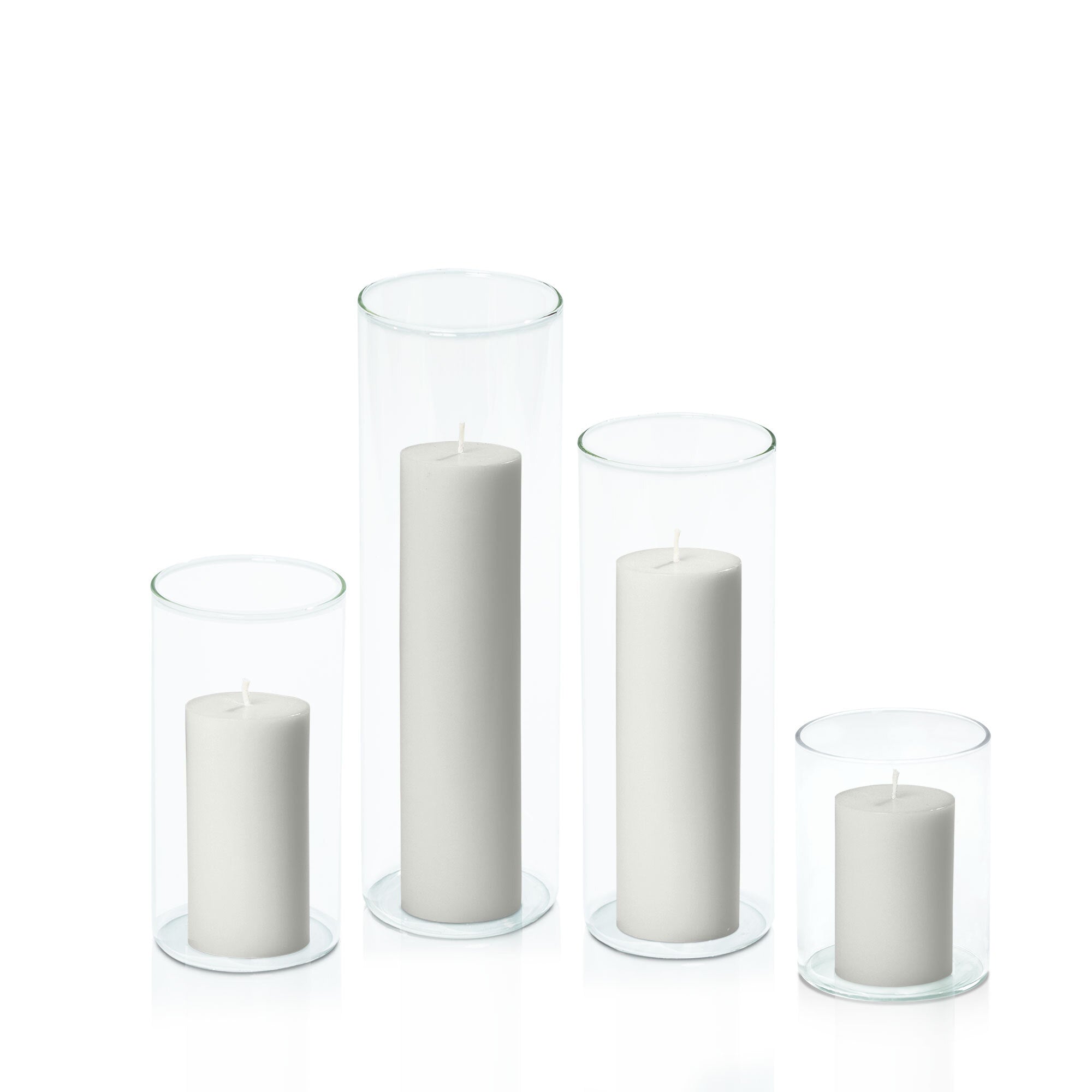 Stone 5cm Pillar in 8cm Glass, Sm - Set of 6