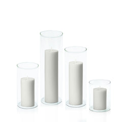 Stone 5cm Pillar in 8cm Glass, Sm - Set of 6