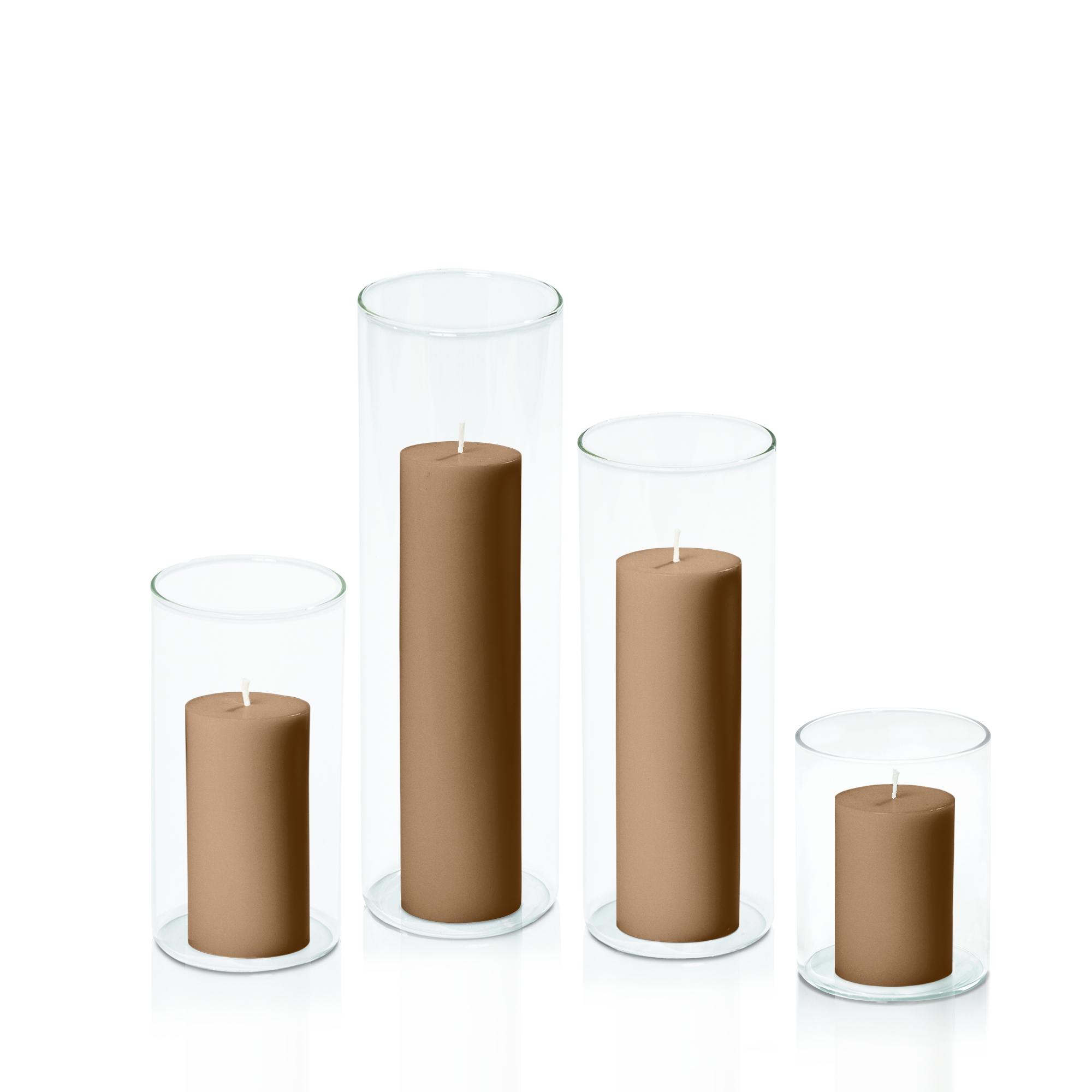 Tiramisu 5cm Pillar in 8cm Glass Set - Sm Pack of 1