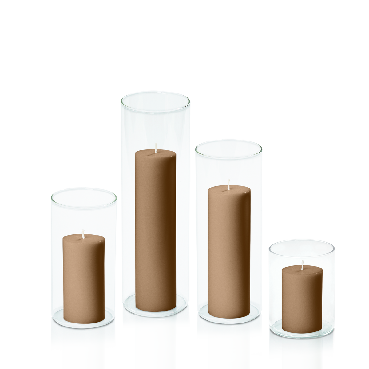 Tiramisu 5cm Pillar in 8cm Glass Set - Sm Pack of 1