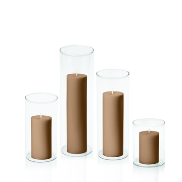 Tiramisu 5cm Pillar in 8cm Glass Set - Sm Pack of 1