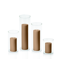 Tiramisu 5cm Pillar in 8cm Glass Set - Sm