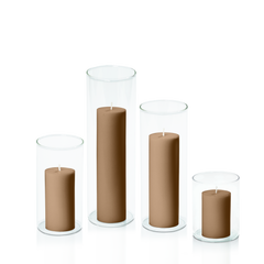 Tiramisu 5cm Pillar in 8cm Glass Set - Sm Pack of 1