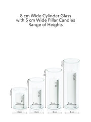 White 5cm Pillar in 8cm Glass Set - Sm Pack of 1