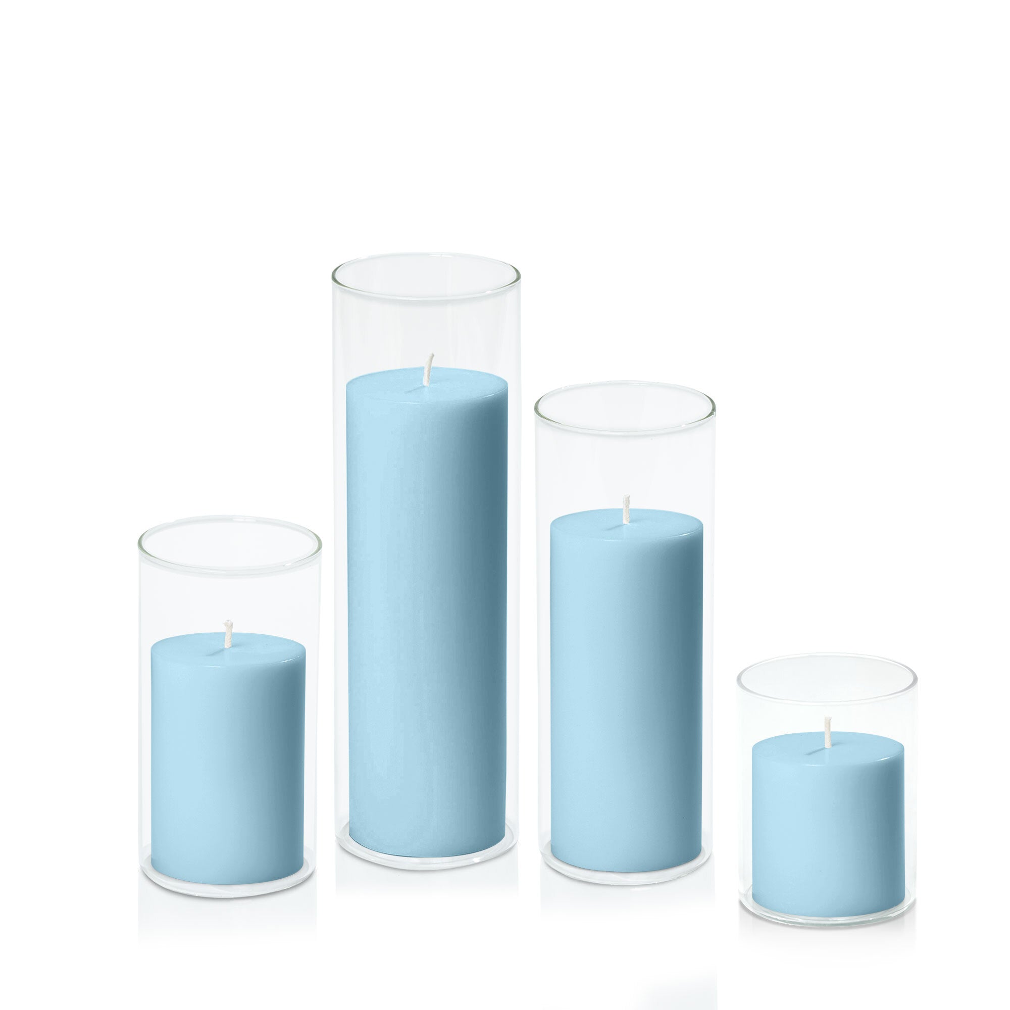 French Blue 7cm Pillar in 8cm Glass Set - Sm Pack of 1